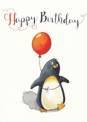 GWBI Happy Birthday / Pinguin mit Luftballon Kleine Wunder Postkarte