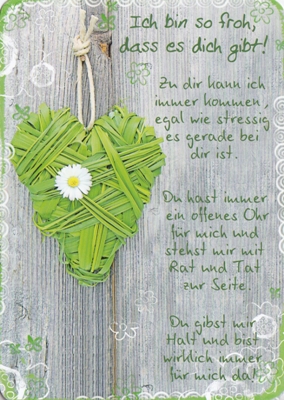 HARTUNG EDITION Ich bin so froh, dass es dich gibt! / grünes Herz mit