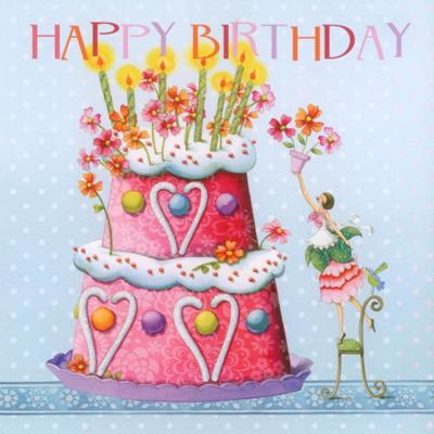 GOLLONG Happy Birthday / Frau mit Torte - Nina Chen Postkarte